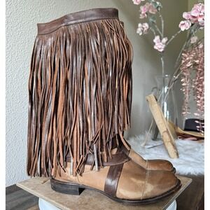 Stetson Boots Womens 8 Fringe Harness Western Bohemian Cowboy Leather‎ Festival